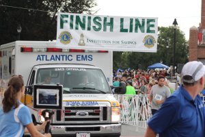 ambulance crosses the finish line