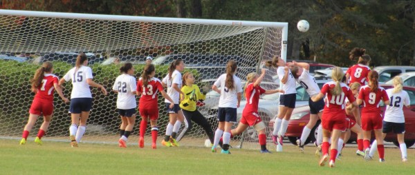 Emma Woods (#8) redirects the game-winner for Gray-New Gloucester with 3.5 seconds left