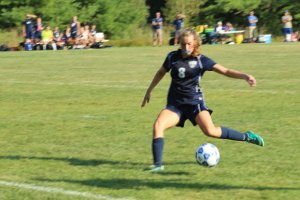 Sophomore Maddie Amidon sets to score the first York goal