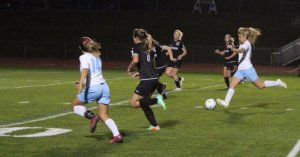 Melissa Morton about to drive home the third Windham goal of the first half