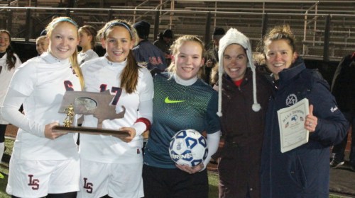 Lincoln-Sudbury captains and coaches with Division 1 North trophy