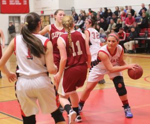 Zoe Fitzgerald looks for someone to pass to