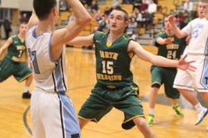 Gerard Walsh defending had two 3-pointers in the 4th quarter