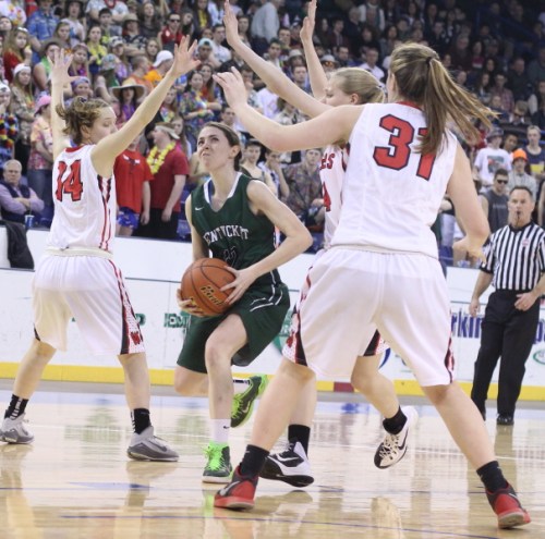 Kelsi McNamara found few openings but still tallied twenty-three points for Pentucket