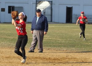 Lauren Fedorchak (2B) catches the final out for Amesbury