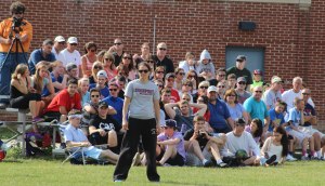 Rockport coach Diane Parisi in front of the crowd