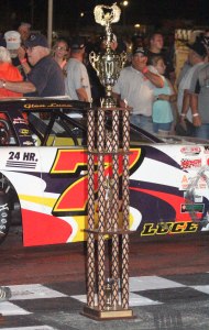 Trophy and winning car