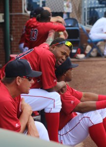 Manuel Margot in the dugout