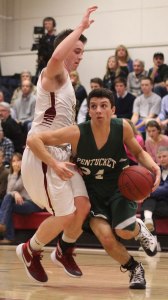 Nate McGrail (21 points) drives to the basket