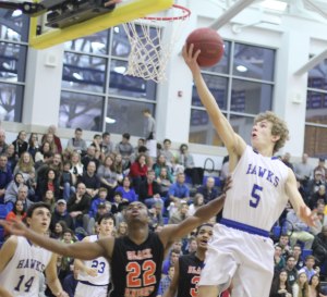 Evan Eggleston attacks the rim