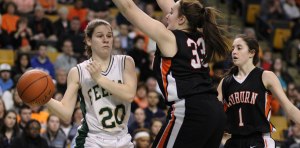 Nicole Gallagher guarded by Marina Rufo