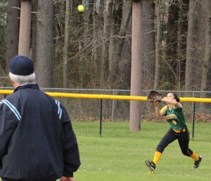 CF Abby Paine sights a fly ball