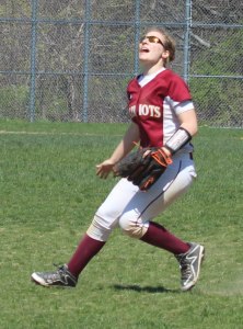 RF Jill Chelton looks for a fly in right