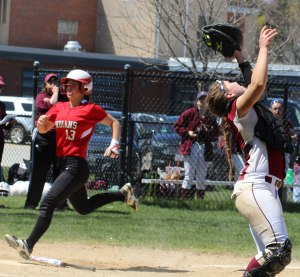Catcher Virginia Ryan puts an end to the AHS second