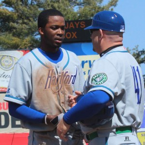 Rosell Herrera and Hartford manager Darin Everson