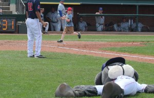 Slugger down-and-out as kid crosses home