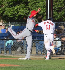 Yoan Moncada out at first on a close play after a bunt attempt