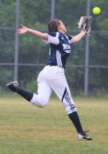 Centerfielder Kaley Moran chases a fly ball