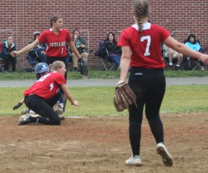 Abby Duggan thrown out at third in the top of the fifth