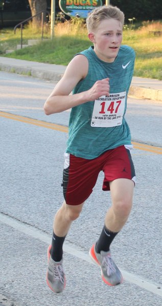 Nick Hoch (Newton MA) wins the 14th Harrison 5K Run by the Lake