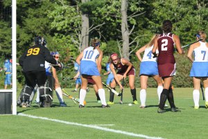 Crowd gathers close to LR goal