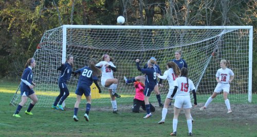 In front of the Essex Tech goal was a busy place most of the afternoon.