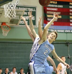 Colin Ganzenmuller battles for a rebound